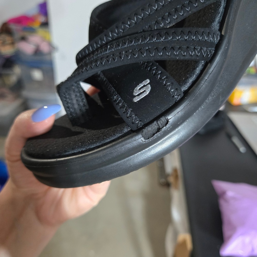 Skechers Womens Black Rumblers Young At Heart Wedge Sandals 7 Comfort Summer - Picture 2 of 10